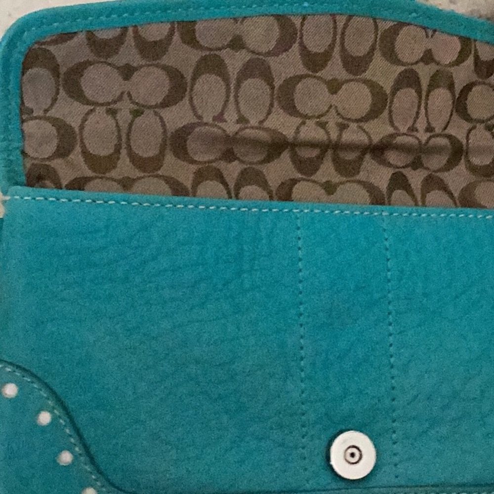 Coach leather wristlet, turquoise - Picture 4 of 6